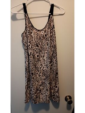 Secret Treasures Leopard-Print Slip Nightgown with Black Straps